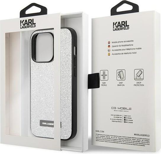 Image du produit Karl Lagerfeld KLHCP14XG2ELS iPhone 14 Pro Max 6,7" hardcase srebrny/silver Glitter Plaque Logo (Apple iPhone 14 Pro Max)