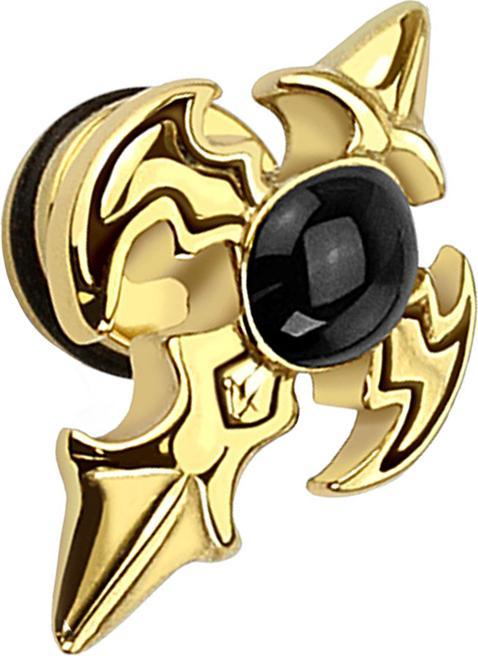 Immagine prodotto Star Piercing Fake Plug Stammes-Kreuz vergoldet (senza ottone, Acciaio chirurgico 316L)