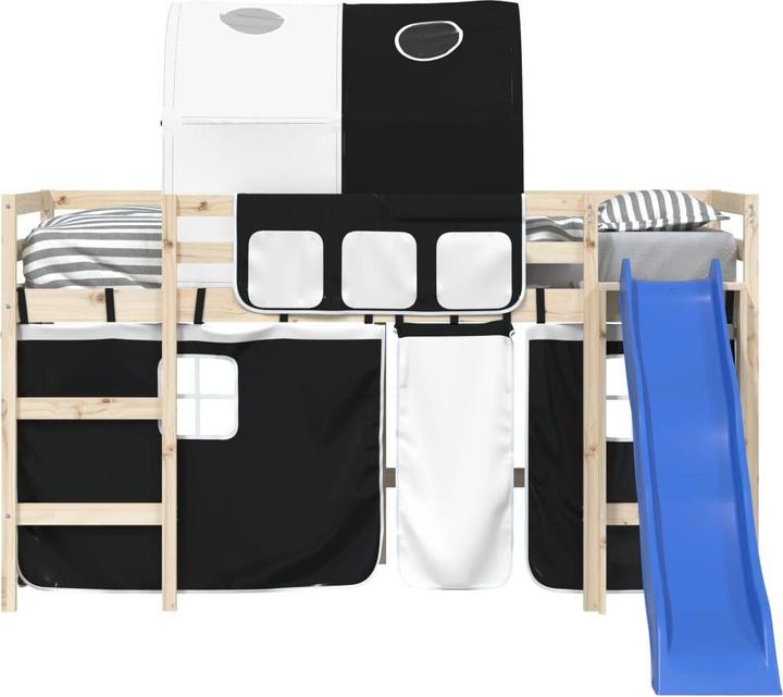 Actual product image VidaXL Curtains for loft bed with tunnel white and black