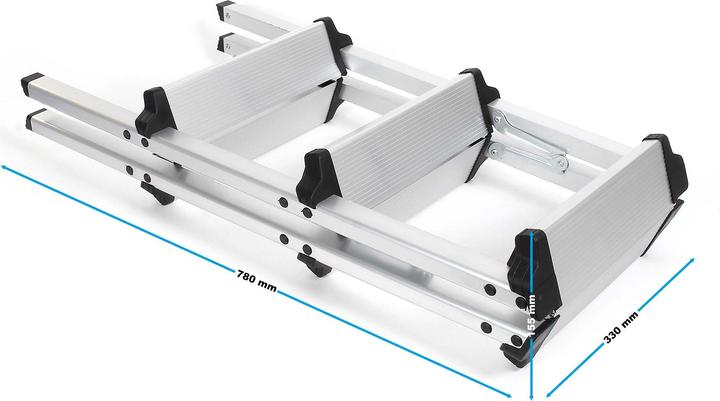 Actual product image Wiltec XPOtool 2-Sided Aluminium Folding Ladder 73cm up to 150kg with 2x3 Non-Slip Steps and Rubber Feet (Folding step, 56.50 cm)