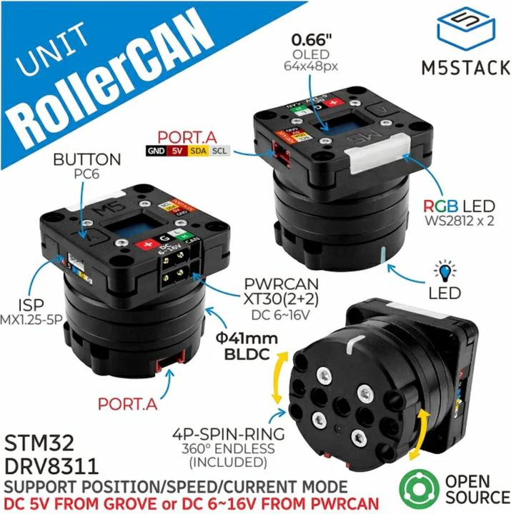 Produktbild M5Stack RollerCAN Unit mit BLDC Motor