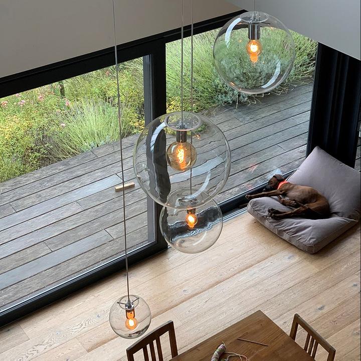 Immagine prodotto s.luce Lampada da galleria a globo in vetro Orb con sospensione di 5 metri (E27)