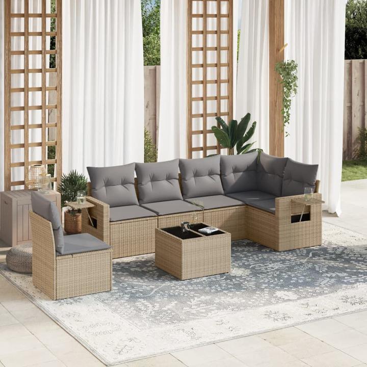 Produktbild VidaXL Gartenmöbel Sofa Garnitur Gartengarnitur Garten Sitzgruppe 7-tlg. Beige