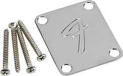 Actual product image Fender Neckplate F 4-hole chrome