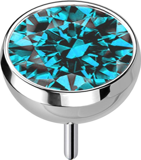 Produktbild Star Piercing Threadless Halbkugel silber mit Kristall aqua (ohne Messing, Titan G23)