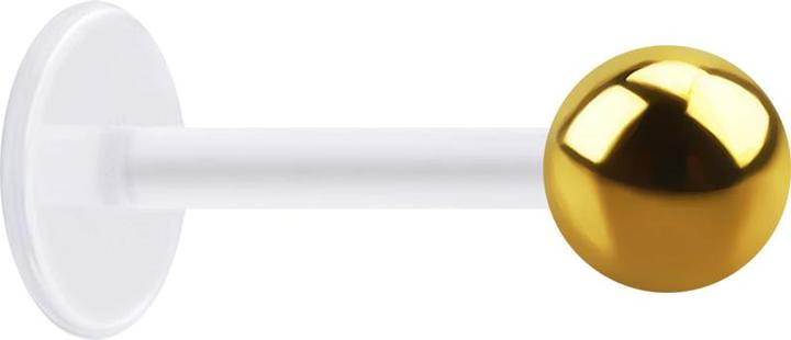 Actual product image Star Piercing Micro Labret transparent with ball gold plated (without brass, Surgical steel 316L, Bioflex)