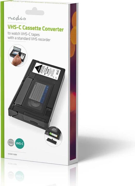 Actual product image Nedis VHS Converter Conversion: VHS-C to VHS Plug and Play Black