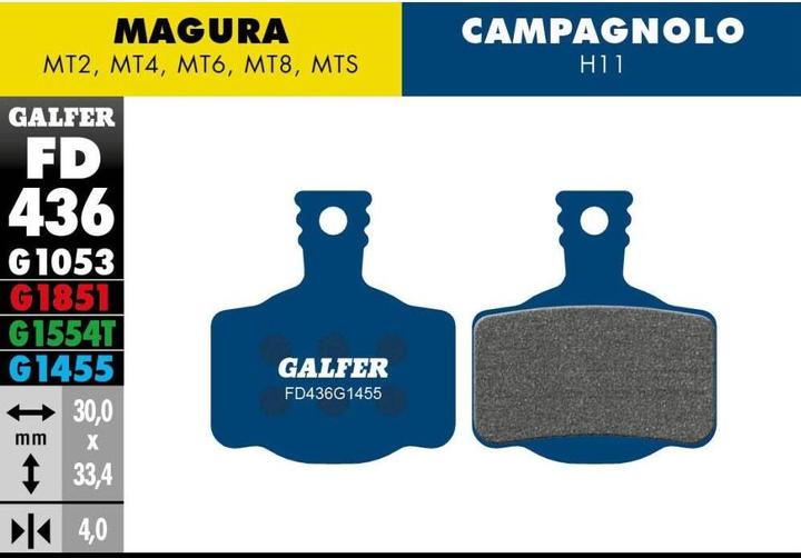 Galfer Bike GALFER Brake Pad FD436 Road Magura MT2,4,6,8 / Campagnolo (Magura, Campagnolo, Semi-metallic)