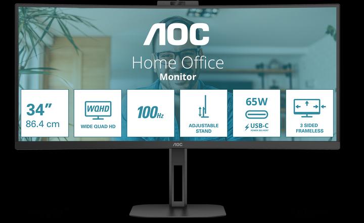 Produktbild AOC CU34V5C/BK (3440 x 1440 Pixel, 34")