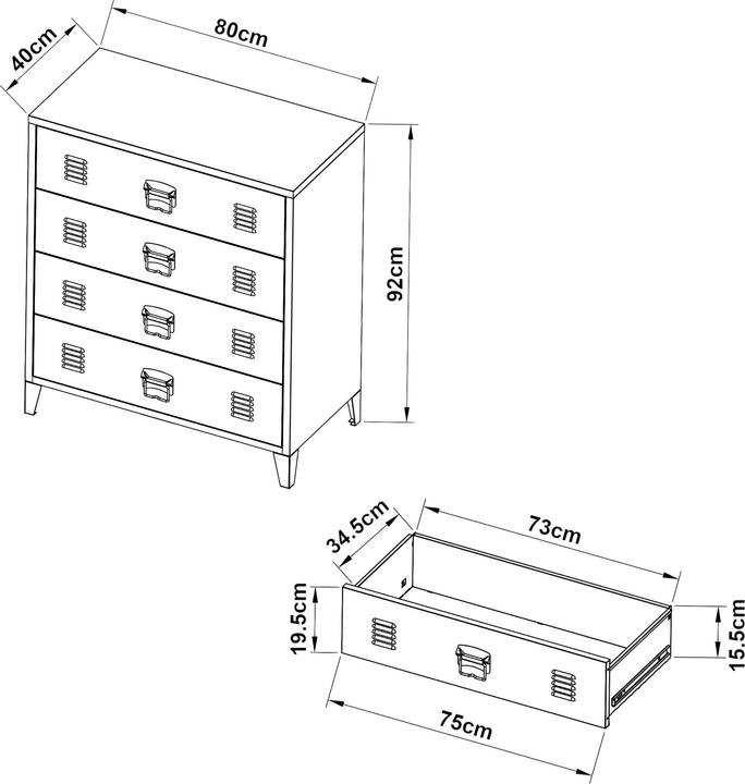 Actual product image En.Casa Hämeenlinna (92 x 80 x 40 cm)