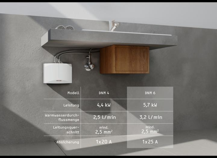 Produktbild Stiebel Eltron DNM 6 Mini-Durchlauferhitzer nur fürs Handwaschbecken, 5,7 kW, ohne Stecker, Festanschluss 230V,VDE