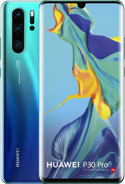 Huawei P30 Pro (128 Go, Aurora Blue, 6.47", Double SIM hybride, 40 Mpx, 4G)