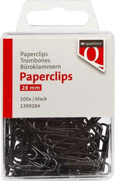 Quantore Büroklammer 28mm Schwarz, 100 Stk. (100 x)