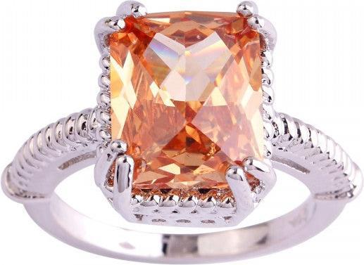 Hermex Versilberter Ring mit Morganit - Gr. 51 / Size 6 (6, 51)