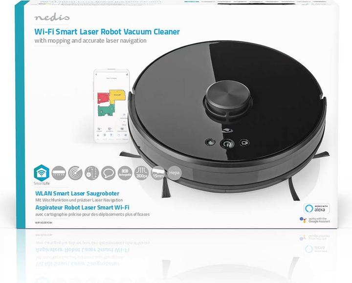Actual product image Nedis WIFIVCL001CBK- Robotický Vysavač | Laserová navigace | Wi-Fi | Kapacita Sběrné Nádrže: 0.6 l (Vacuum mopping robot)