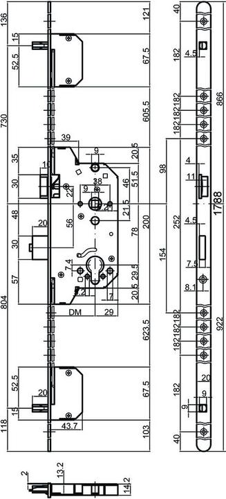 Image du produit MSL Dispositifs de verrouillage multipoints de sécurité PANIK TRIBLOC 1859 PE-ZF (Cylindre profilé)