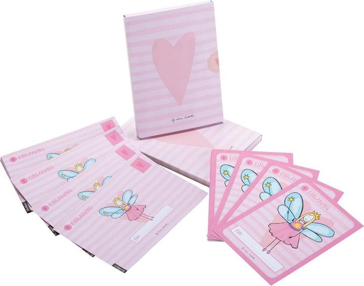 Immagine prodotto 12 biglietti d'invito per compleanno bambina (fate). Biglietti d'invito fatti a mano per feste di (A6, Quadretti, Copertina rigida)