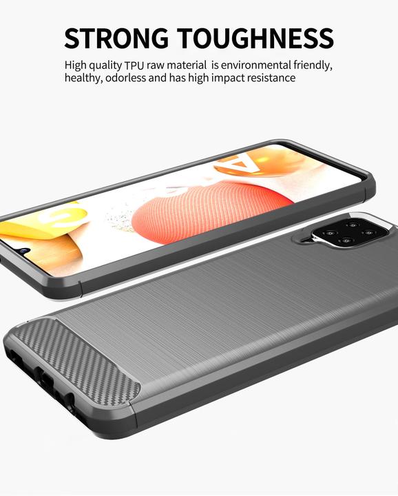 Produktbild Cadorabo TPU Ultra Slim carbon edelstahl Kombi Cover (Samsung Galaxy A12, Samsung Galaxy M12)