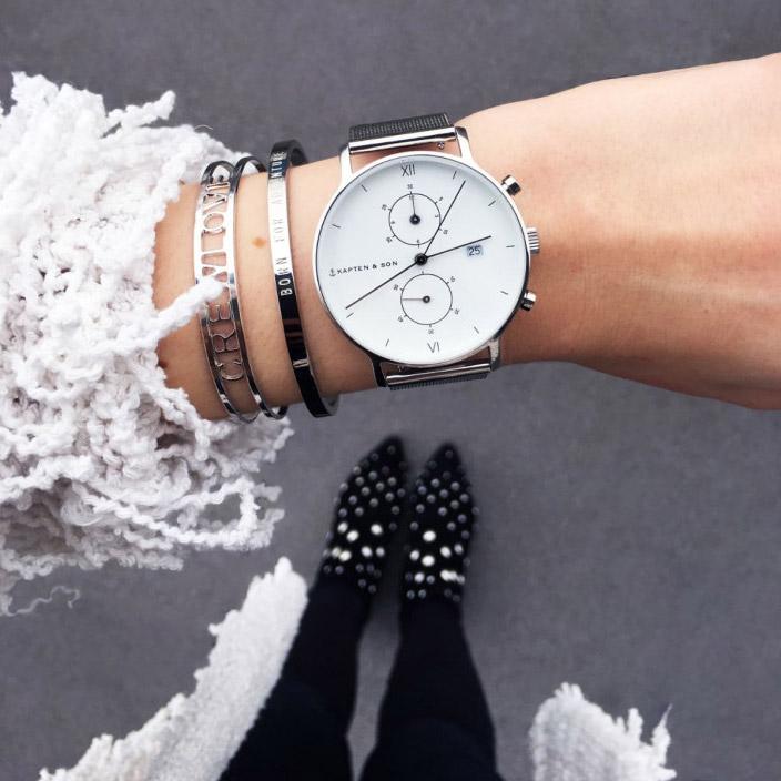 Produktbild Kapten & Son Chrono Silver Mesh (Analoguhr, 40 mm)