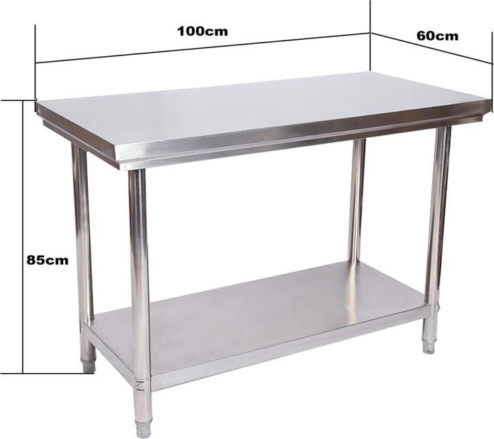 Produktbild Wiltec Edelstahl Arbeitstisch Edelstahltisch mit Ablage für Gastro 100x60x85cm