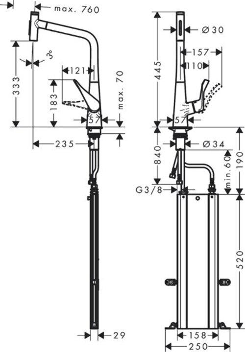 Produktbild hansgrohe METRIS SELECT Spültischmischer 320, 5, mit sBox, Ausziehbrause, Edelstahl-Optik