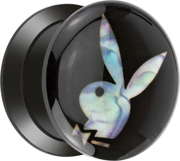 Produktbild Star Piercing Flared Plug mit Playboy Bunny aus Perlmutt (Acryl, ohne Messing, Mineralisch)