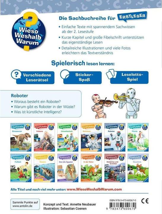 Image du produit Ravensburger Wieso? Weshalb? Warum? Erstleser, Band 14: Roboter (Allemand, Annette nouveau fermier, Sebastian Coenenen, 2024)