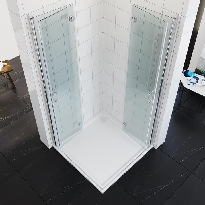 Immagine prodotto SONNI Duschkabine Eckeinstieg Flügeltür ohne Rahmen 195cm 90x80cm (120 cm, 195 cm)