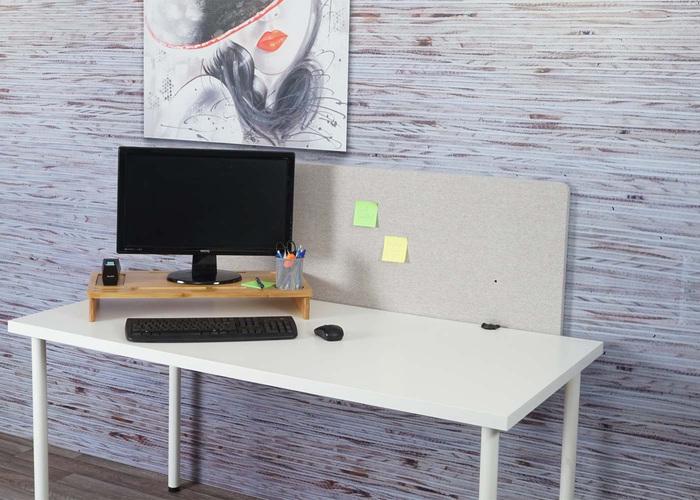 Produktbild Mendler Akustik-Tischtrennwand, Büro-Sichtschutz Schreibtisch Pinnwand, doppelwandig Stoff/Textil - 120x60cm (120 x 60 x 2 cm)