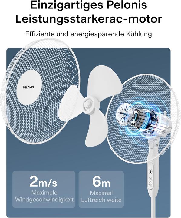 Image du produit Pelonis Standventilator FS40-16JRA mit Fernbedienung und Timerfunktion (43 dB)