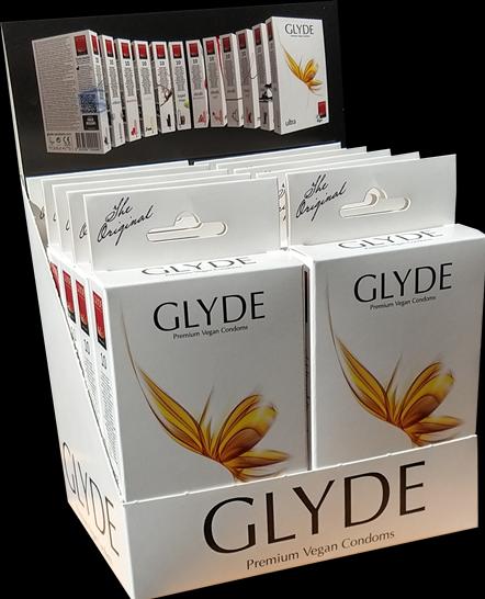 Actual product image Glyde Ultra Natural Transparent Vegan Condoms, 53mm, 10x10 (100 pcs.)