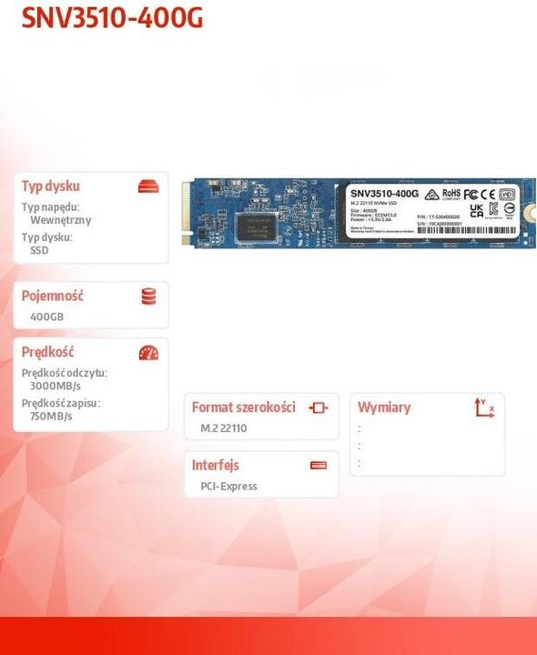 Produktbild Synology SNV3510-400G (400 GB, M.2 22110)