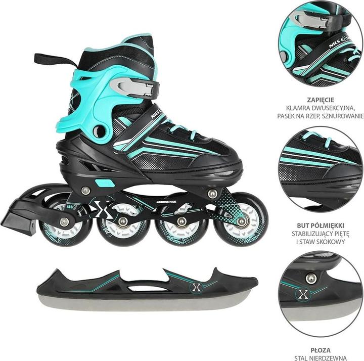 Produktbild Nils EXTREME NH18190 2IN1 SKATES BLACK/BLUE SIZE. L (39-43) WITH INTERCHANGEABLE HOCKEY SKATES (39, 40, 41, 42, 43)