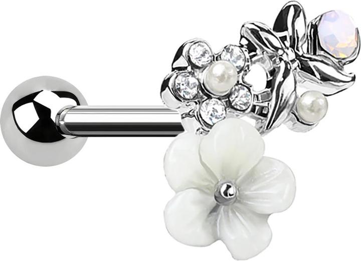 Produktbild Star Piercing Micro Barbell silber Schmetterling in Blumenwiese (Chirurgenstahl 316L, Messing)
