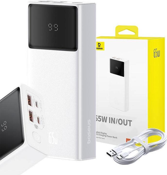 Actual product image Baseus Power Bank Star-Lord, 20000mAh 65W + USB - USB-C cable (white) (20000 mAh, 65 W, 65 Wh)