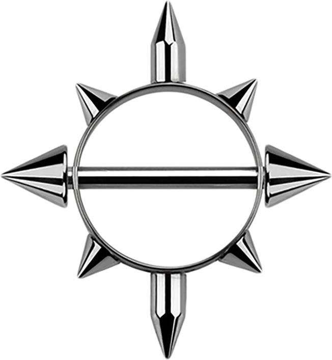 Produktbild Star Piercing Runder Schild silber mit Cones (ohne Messing, Titan G23)