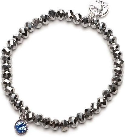 Proud MaMa Armband, Charm, Silber Blau (Glasperlen auf elastischem Band)