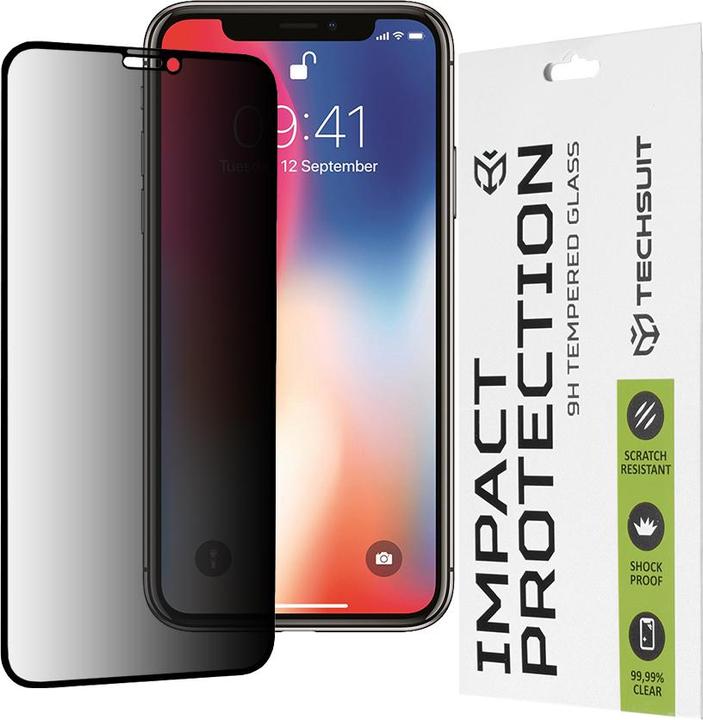 Produktbild Techsuit - 111D Privacy Full Glue - iPhone X / iPhone XS / iPhone 11 Pro - Black (1 Stück, Apple iPhone X, Apple iPhone 11 Pro, Apple iPhone XS)