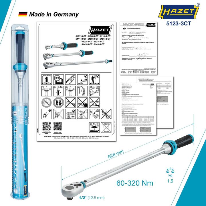 Productafbeelding HAZET 5123-3 CT (1/2", 60 Nm, 320 Nm)