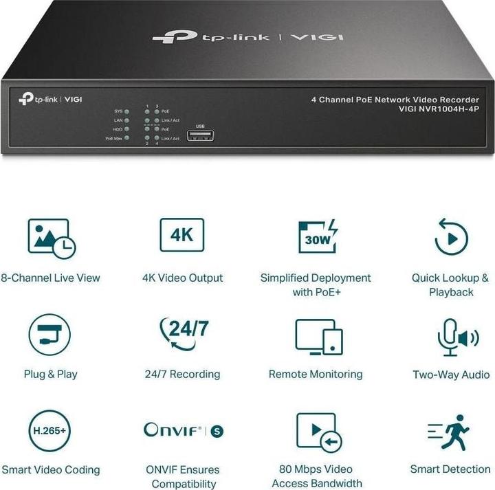 Produktbild TP-Link VIGI NVR1004H-4P (Netzwerk Videorecorder (NVR))