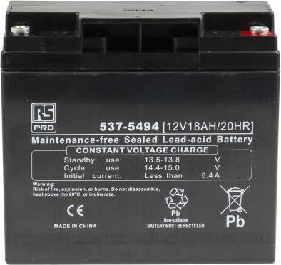 Image du produit Rs Pro RS Batterie plomb-acide scellée,12V 18Ah (12 V, 18000 mAh)