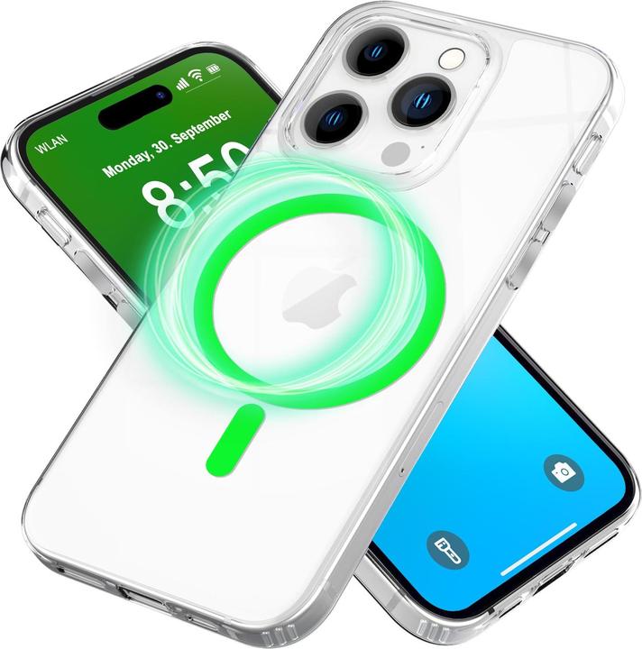 Produktbild Nalia Klare Hart Hülle, MagSafe Ring Leuchtet im Dunkeln (Apple iPhone 16 Pro Max)