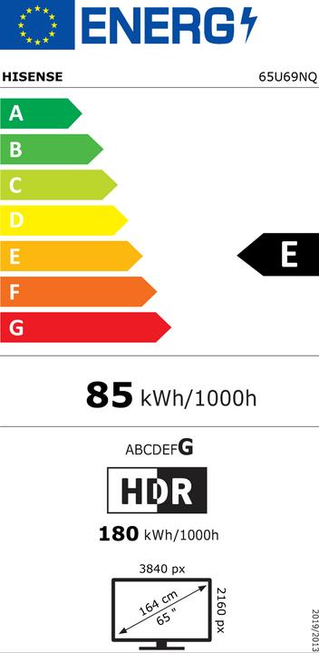 Energie-Label Hisense TV 65U69NQ 65-Zoll-Mini-Led-Fernseher (65", QD-LED, 4K)