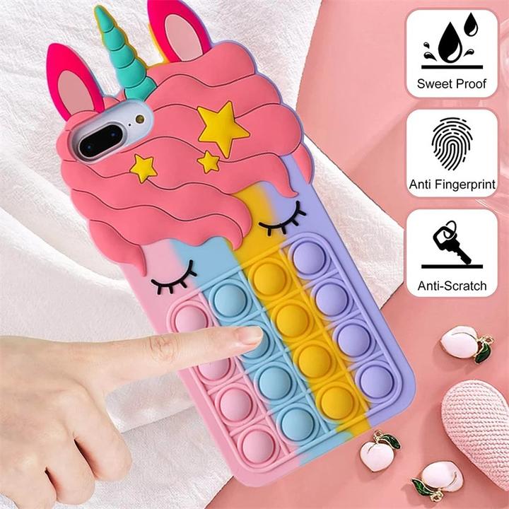 Actual product image RPD iPhone 13 Pro - Unicorn / Unicorn Pop-It case, silicone back case in purple, yellow, pink (Apple iPhone 13 Pro)