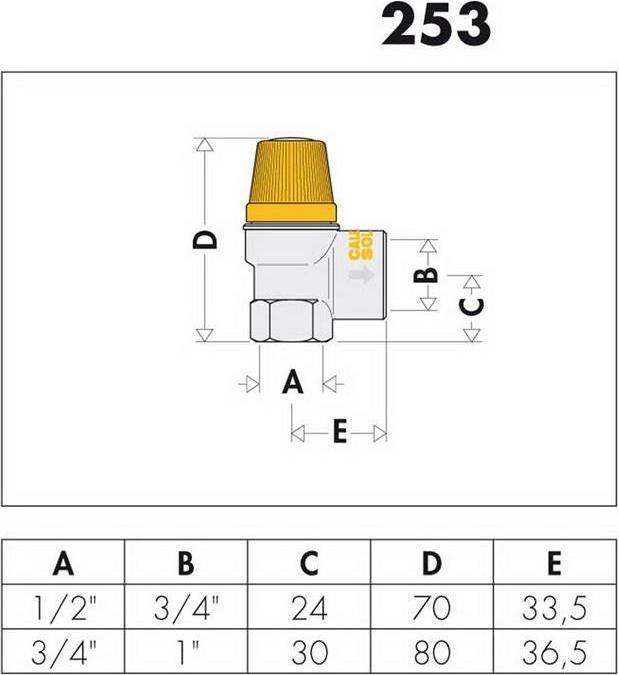 Actual product image Caleffi Solar safety valve 1/2inch x 6 bar