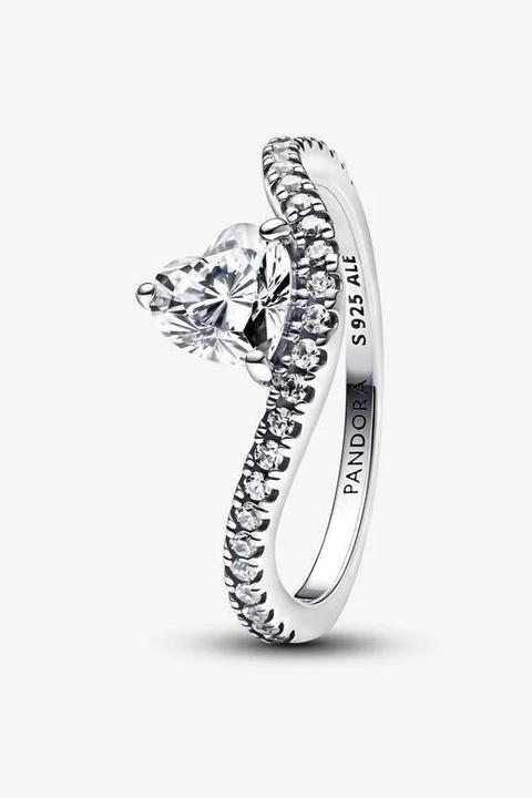 Produktbild Pandora Wavy PavÃ© Heart Ring (56, 925 Silber)