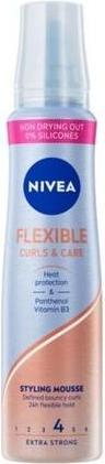 NIVEA Flexible Curls & Care Styling Mousse pianka do stylizacji włosów kręconych 150ml (150 ml, Curling mousse)