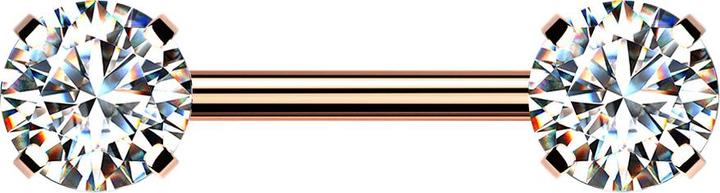Star Piercing Threadless Barbell rosegold front mit Kristall silber gefasst (ohne Messing, Chirurgenstahl 316L)