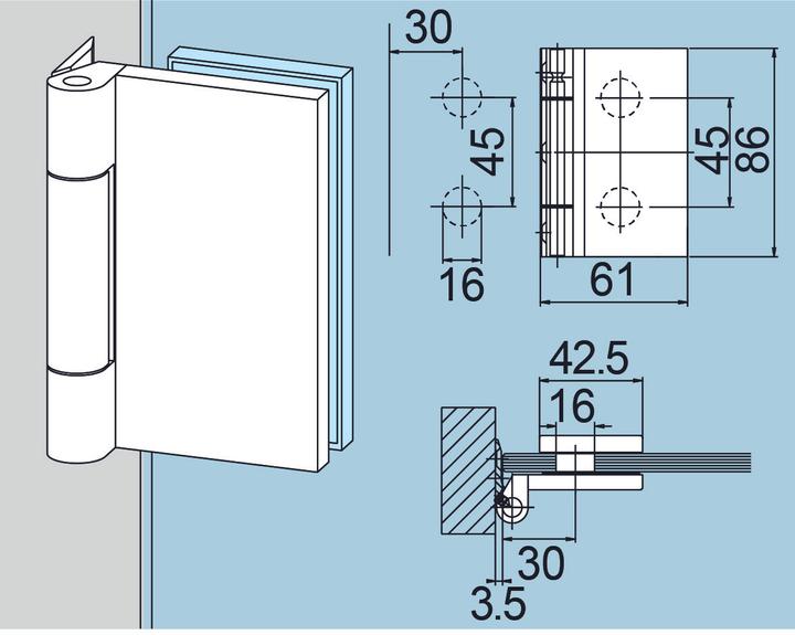 Produktbild Längle Glas-System Beschläge-Set DORMA