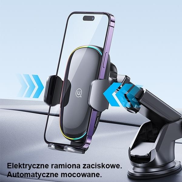 Actual product image Usams Uchwyt indukcyjny US-CD187 15W do szyby/na deskę czarny/black CD187ZJ01